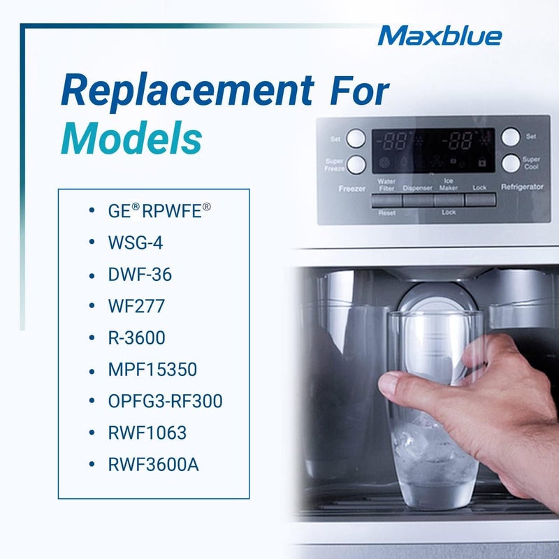 Maxblue Replacement for GE RPWFE  RPWF (with CHIP) Refrigerator Water Filter  Compatible with WSG-4  WF277  GFE28GMKES  PFE28KBLTS  GFD28GSLSS  PWE23KSKSS  GYE22HMKES  DFE28JSKSS  6 Filters - Image 5